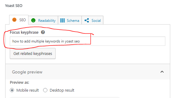 replace key phrase in yoast to use multiple keywords