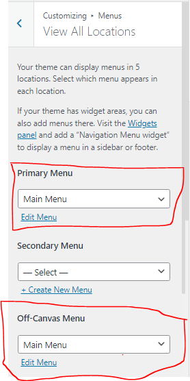 Manage all menu locations