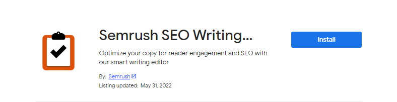 Install SEMrush SEO Writing assistant