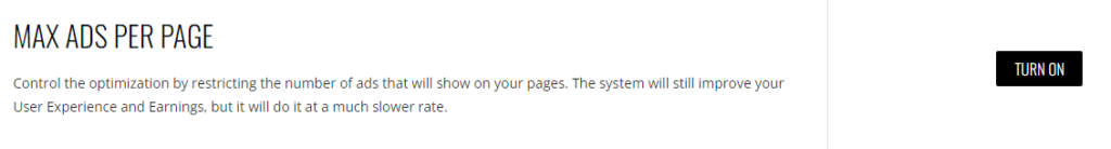 Max Ads per page Ezoic