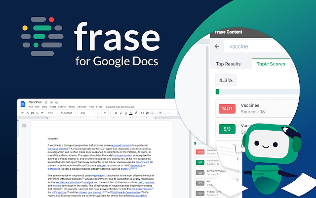 Frase for Google docs SEO tool