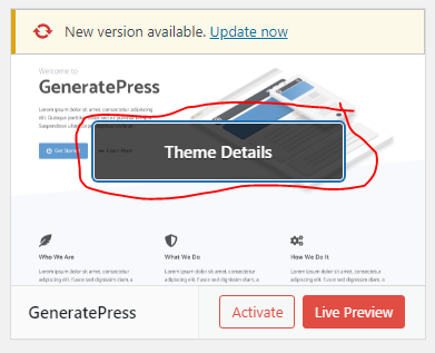 theme details on WordPress