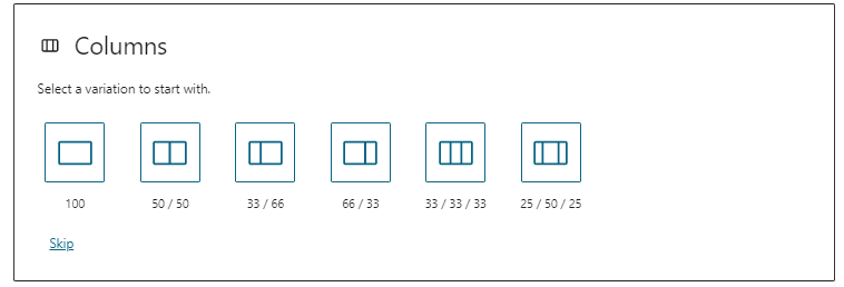 Columns block WordPress good for custom homepage