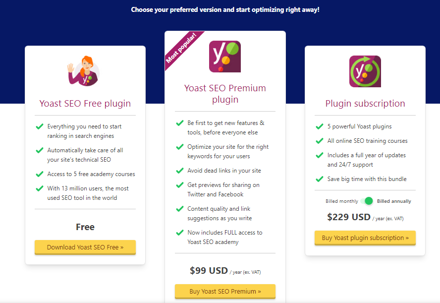 Yoast SEO free vs paid plans