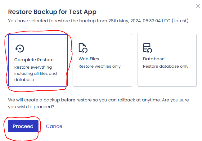 Restore Backup on CloudWays